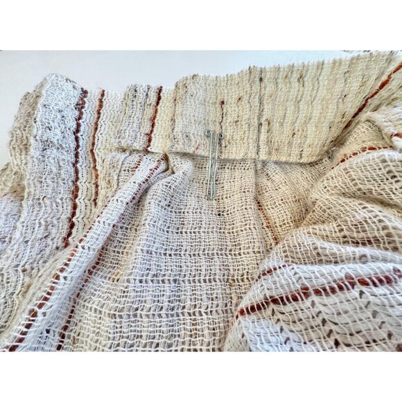 Vintage 70s curtain, tan, rust and brown, thick woven, pleated, for 1 panel - Picture 8 of 10